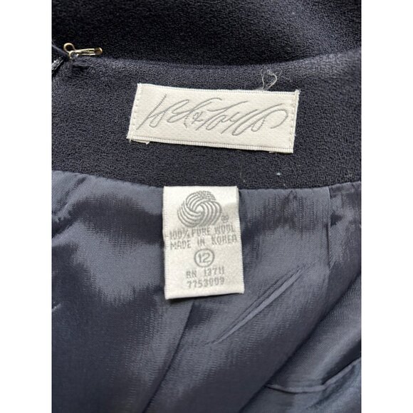 Vintage‎ Albert Nipon 100% Wool Classic Black Officewear Skirt Made in Korea 12 - Picture 5 of 6